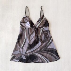 Lasenza Grey and lilac Paisley Print Babydoll sheer bottom Tank top
